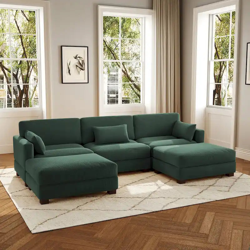 Corduroy U-Shaped Modular Sectional Sofa, 3-Piece, Seats 5–7 | Multiple Colors