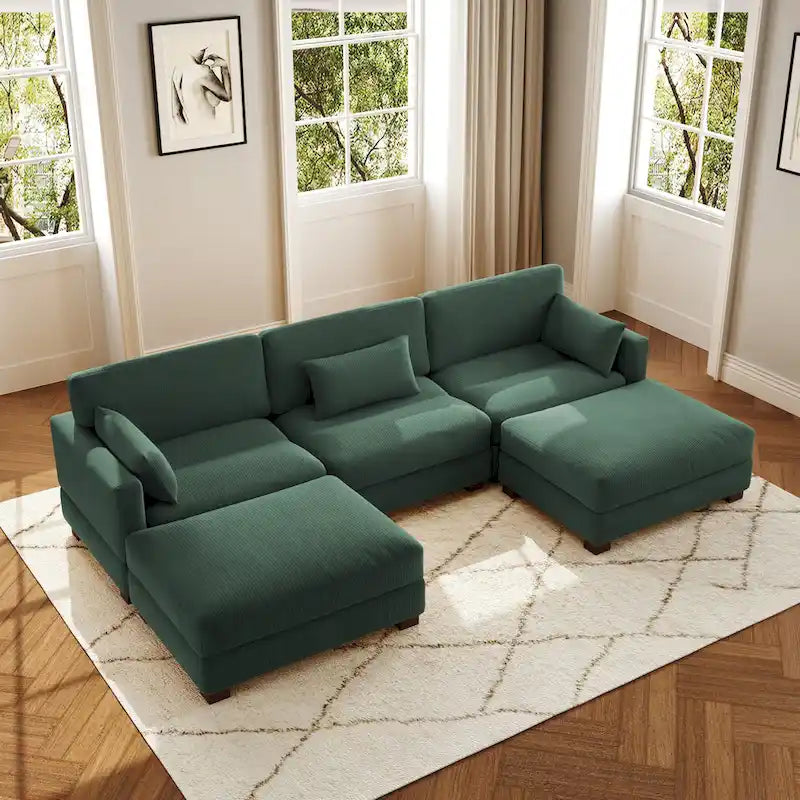 Corduroy U-Shaped Modular Sectional Sofa, 3-Piece, Seats 5–7 | Multiple Colors