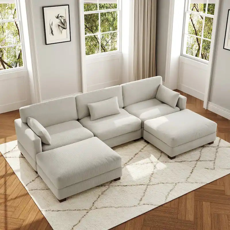 Corduroy U-Shaped Modular Sectional Sofa, 3-Piece, Seats 5–7 | Multiple Colors