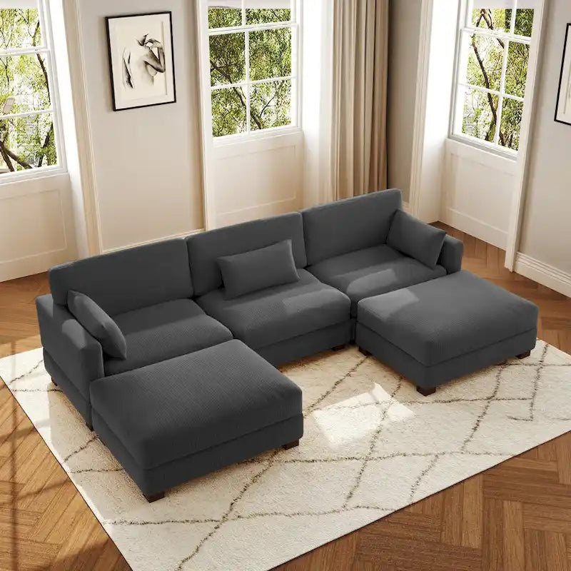 Corduroy U-Shaped Modular Sectional Sofa, 3-Piece, Seats 5–7 | Multiple Colors