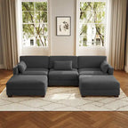 Corduroy U-Shaped Modular Sectional Sofa, 3-Piece, Seats 5–7 | Multiple Colors