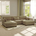 Corduroy U-Shaped Modular Sectional Sofa, 3-Piece, Seats 5–7 | Multiple Colors