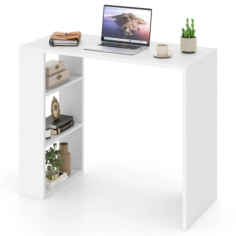 Gymax 36  Compact Writing Desk w/ 3 Open Shelves Freestanding