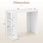 White Corner Writing Desk with 3 Open Shelves, Single-Person