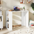 White Corner Writing Desk with 3 Open Shelves, Single-Person