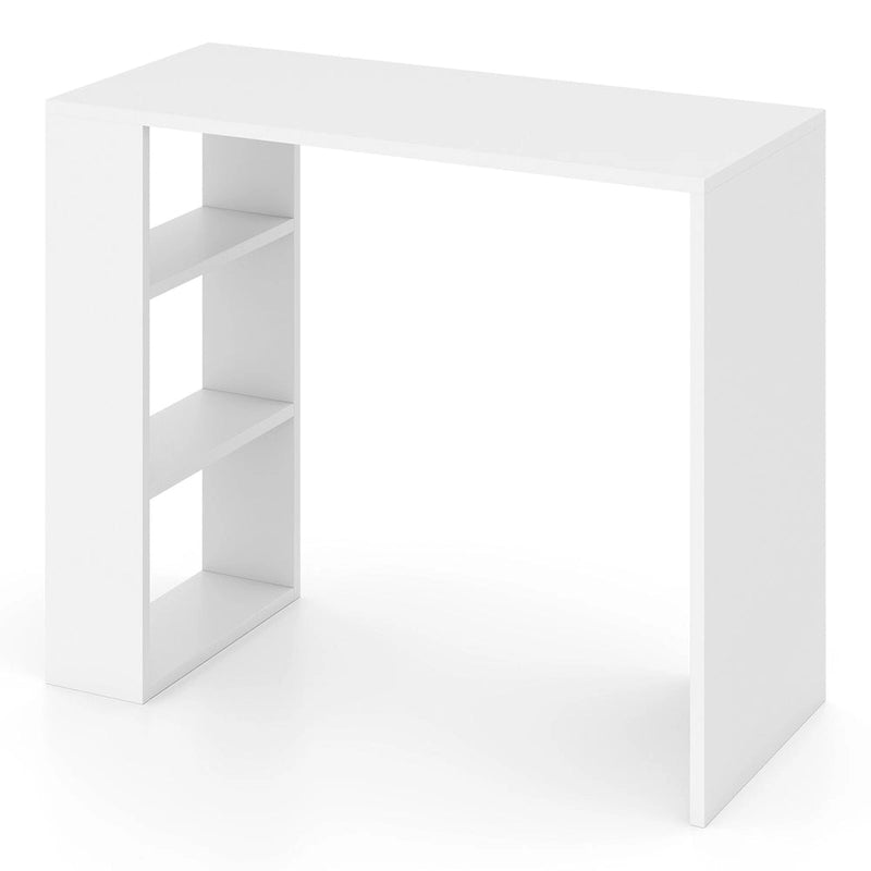 White Corner Writing Desk with 3 Open Shelves, Single-Person