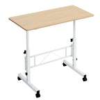 Oak/Brown/Black Rolling Sit-Stand Desk, Height-Adjustable, Single-User, 31.5"