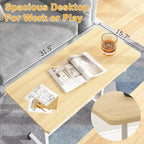Oak/Brown/Black Rolling Sit-Stand Desk, Height-Adjustable, Single-User, 31.5"