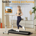 Oak/Brown/Black Rolling Sit-Stand Desk, Height-Adjustable, Single-User, 31.5"