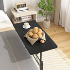 Oak/Brown/Black Rolling Sit-Stand Desk, Height-Adjustable, Single-User, 31.5"