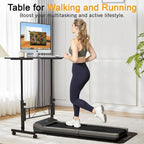 Oak/Brown/Black Rolling Sit-Stand Desk, Height-Adjustable, Single-User, 31.5"