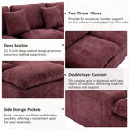 Grey/Red/Blue Chenille Sectional Sofa, L-Shape Reversible, 3-Seater