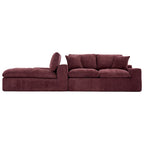 Grey/Red/Blue Chenille Sectional Sofa, L-Shape Reversible, 3-Seater