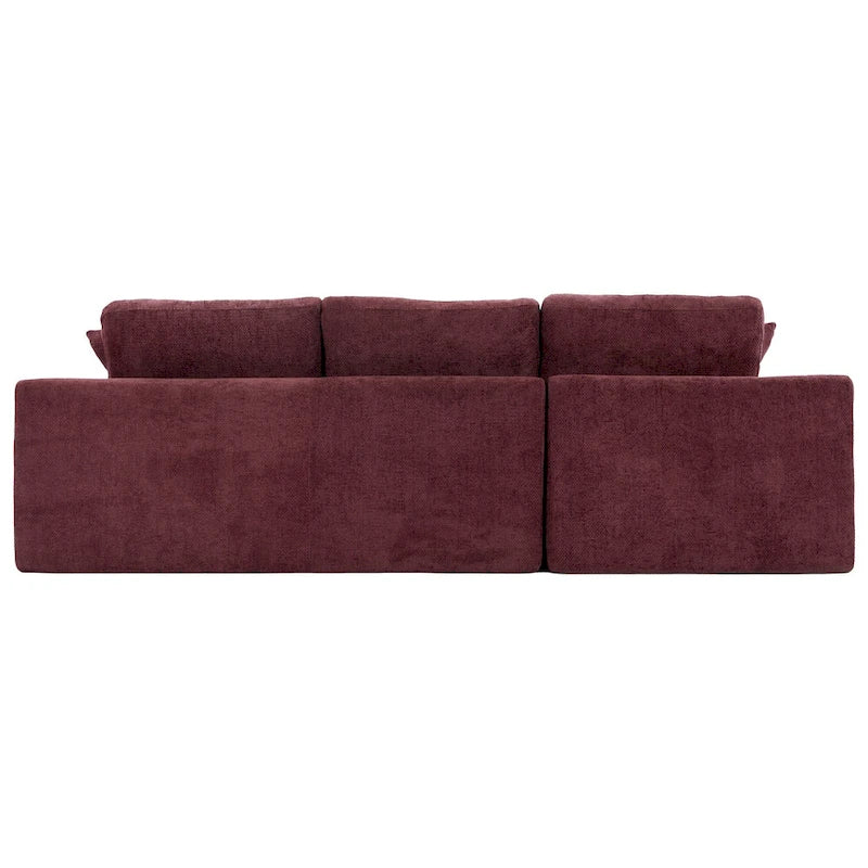Grey/Red/Blue Chenille Sectional Sofa, L-Shape Reversible, 3-Seater