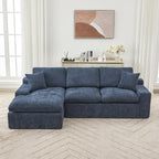 Grey/Red/Blue Chenille Sectional Sofa, L-Shape Reversible, 3-Seater