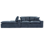 Grey/Red/Blue Chenille Sectional Sofa, L-Shape Reversible, 3-Seater