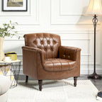 Tufted PU Leather Accent Chair with Nailhead Trim, Single Seat – Camel / Beige / Black / Brown / Blue Black / Dark Red