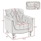 Tufted PU Leather Accent Chair with Nailhead Trim, Single Seat – Camel / Beige / Black / Brown / Blue Black / Dark Red