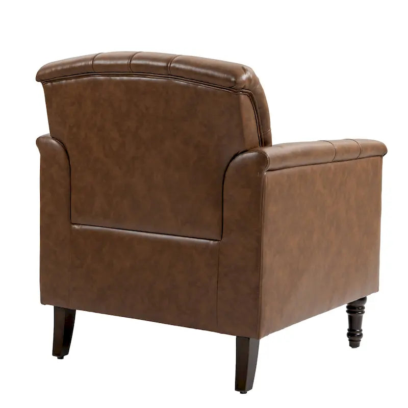 Tufted PU Leather Accent Chair with Nailhead Trim, Single Seat – Camel / Beige / Black / Brown / Blue Black / Dark Red