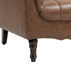 Tufted PU Leather Accent Chair with Nailhead Trim, Single Seat – Camel / Beige / Black / Brown / Blue Black / Dark Red