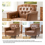 Tufted PU Leather Accent Chair with Nailhead Trim, Single Seat – Camel / Beige / Black / Brown / Blue Black / Dark Red