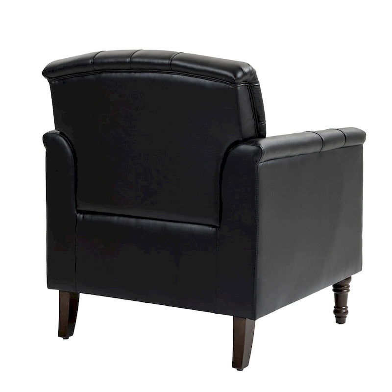 Tufted PU Leather Accent Chair with Nailhead Trim, Single Seat – Camel / Beige / Black / Brown / Blue Black / Dark Red