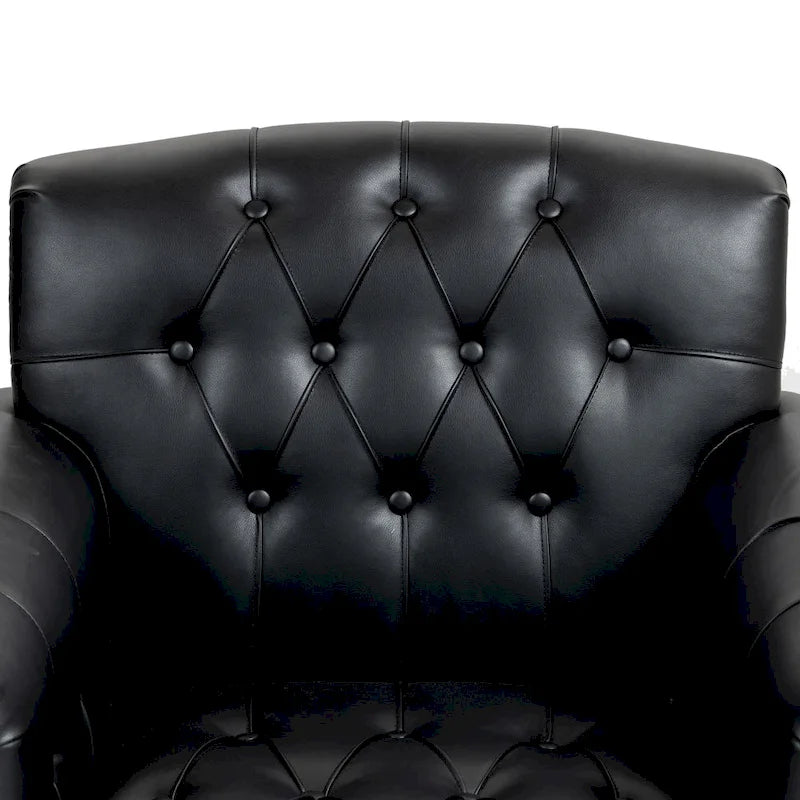 Tufted PU Leather Accent Chair with Nailhead Trim, Single Seat – Camel / Beige / Black / Brown / Blue Black / Dark Red