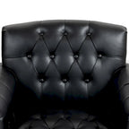 Tufted PU Leather Accent Chair with Nailhead Trim, Single Seat – Camel / Beige / Black / Brown / Blue Black / Dark Red