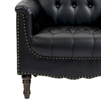 Tufted PU Leather Accent Chair with Nailhead Trim, Single Seat – Camel / Beige / Black / Brown / Blue Black / Dark Red
