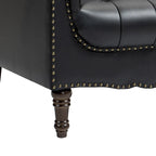 Tufted PU Leather Accent Chair with Nailhead Trim, Single Seat – Camel / Beige / Black / Brown / Blue Black / Dark Red