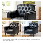 Tufted PU Leather Accent Chair with Nailhead Trim, Single Seat – Camel / Beige / Black / Brown / Blue Black / Dark Red