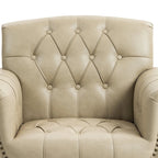 Tufted PU Leather Accent Chair with Nailhead Trim, Single Seat – Camel / Beige / Black / Brown / Blue Black / Dark Red