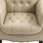 Tufted PU Leather Accent Chair with Nailhead Trim, Single Seat – Camel / Beige / Black / Brown / Blue Black / Dark Red