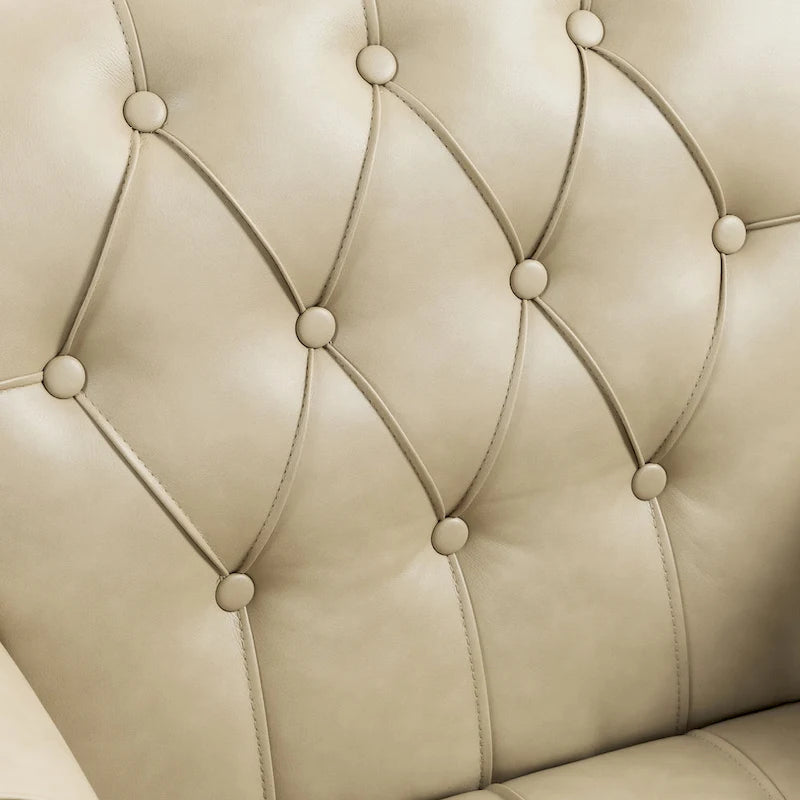 Tufted PU Leather Accent Chair with Nailhead Trim, Single Seat – Camel / Beige / Black / Brown / Blue Black / Dark Red