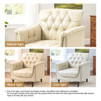 Tufted PU Leather Accent Chair with Nailhead Trim, Single Seat – Camel / Beige / Black / Brown / Blue Black / Dark Red