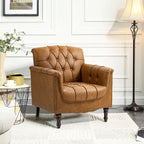Tufted PU Leather Accent Chair with Nailhead Trim, Single Seat – Camel / Beige / Black / Brown / Blue Black / Dark Red