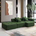 Brown/Gray/Green L-Shaped Modular Sectional Sofa, Corduroy, 4-Seater
