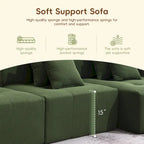 Brown/Gray/Green L-Shaped Modular Sectional Sofa, Corduroy, 4-Seater