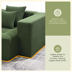 Brown/Gray/Green L-Shaped Modular Sectional Sofa, Corduroy, 4-Seater