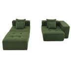 Brown/Gray/Green L-Shaped Modular Sectional Sofa, Corduroy, 4-Seater