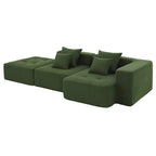Brown/Gray/Green L-Shaped Modular Sectional Sofa, Corduroy, 4-Seater