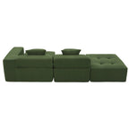 Brown/Gray/Green L-Shaped Modular Sectional Sofa, Corduroy, 4-Seater