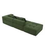 Brown/Gray/Green L-Shaped Modular Sectional Sofa, Corduroy, 4-Seater