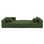Brown/Gray/Green L-Shaped Modular Sectional Sofa, Corduroy, 4-Seater