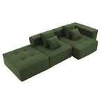 Brown/Gray/Green L-Shaped Modular Sectional Sofa, Corduroy, 4-Seater