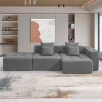 Brown/Gray/Green L-Shaped Modular Sectional Sofa, Corduroy, 4-Seater