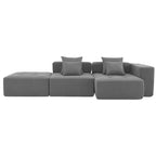 Brown/Gray/Green L-Shaped Modular Sectional Sofa, Corduroy, 4-Seater