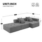 Brown/Gray/Green L-Shaped Modular Sectional Sofa, Corduroy, 4-Seater