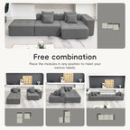 Brown/Gray/Green L-Shaped Modular Sectional Sofa, Corduroy, 4-Seater