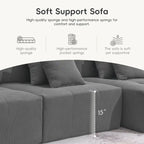 Brown/Gray/Green L-Shaped Modular Sectional Sofa, Corduroy, 4-Seater